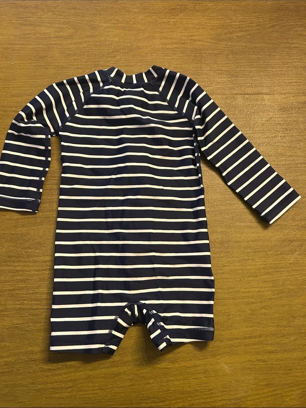 Hanna Andersson Striped Navy and White Baby Rashguard One-Piece size 18-24
